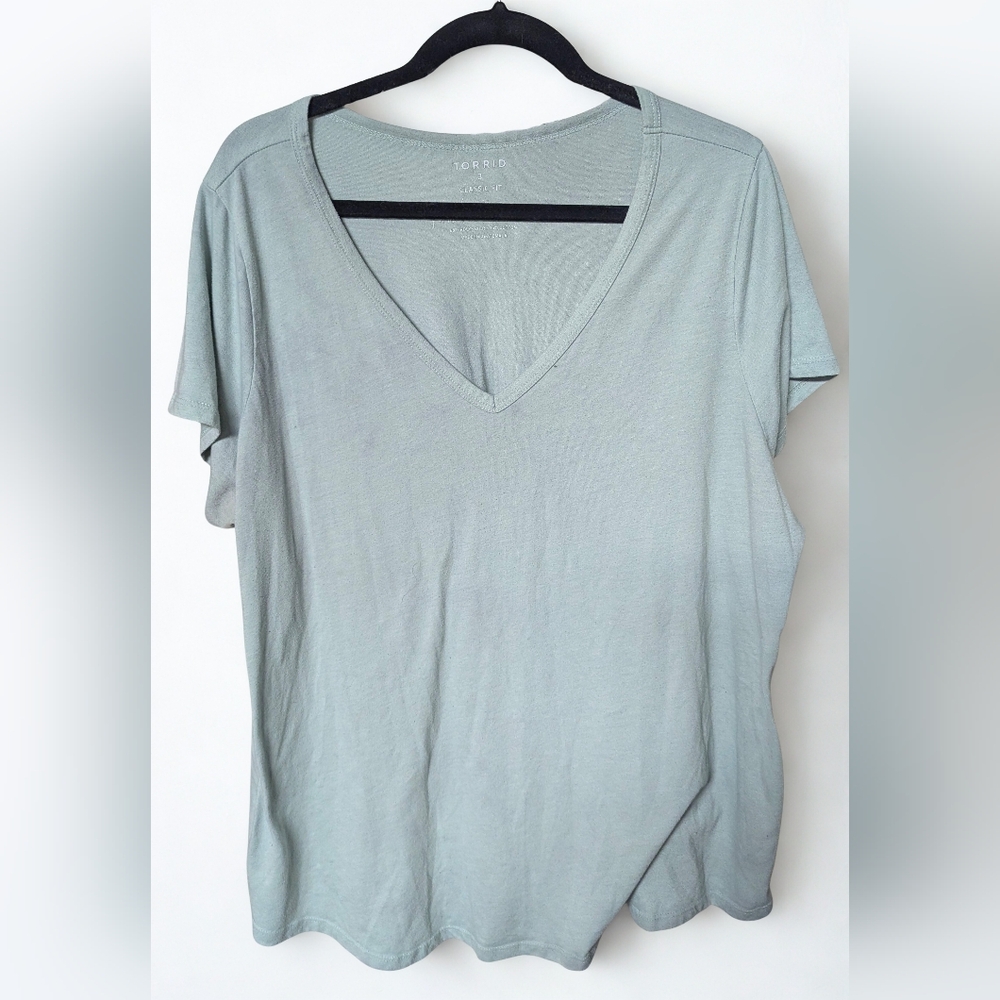 Torrid Light Blue V Neck Tee Classic Fit Size 3